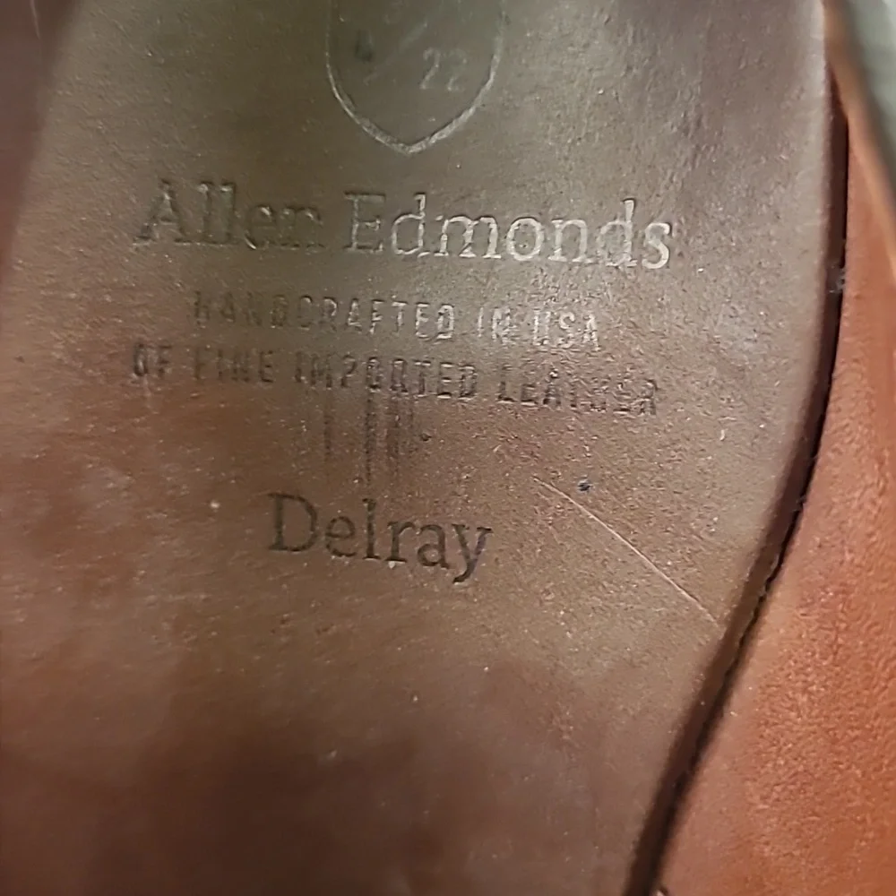 ALLEN EDMONDS Delray Dark Brown Oxfords Sz 8.5 D Split Toe Mens Dress‎ Shoes